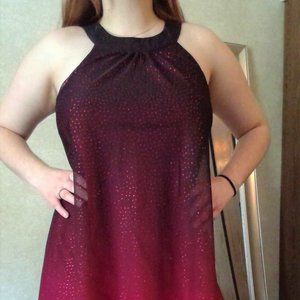 Red and Black Sparkly A-Line Floor Length Dress
